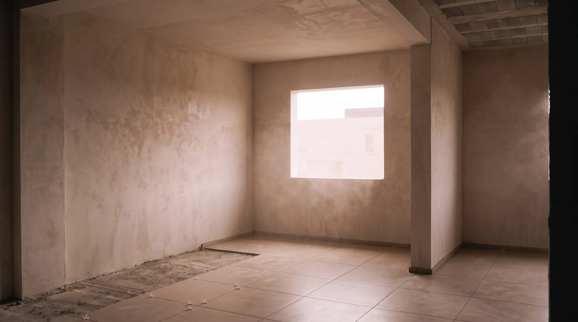 Pose de plâtre lors d'une rénovation à Agadir